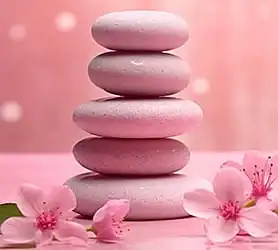 Wellness und Balance im Hotel Spa Zen Steine und Blüten im Wellnessbereich.