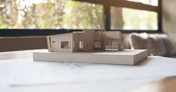 Fachplanung für Spa und Wellnessbereiche Architekturmodell auf einem Grundriss
