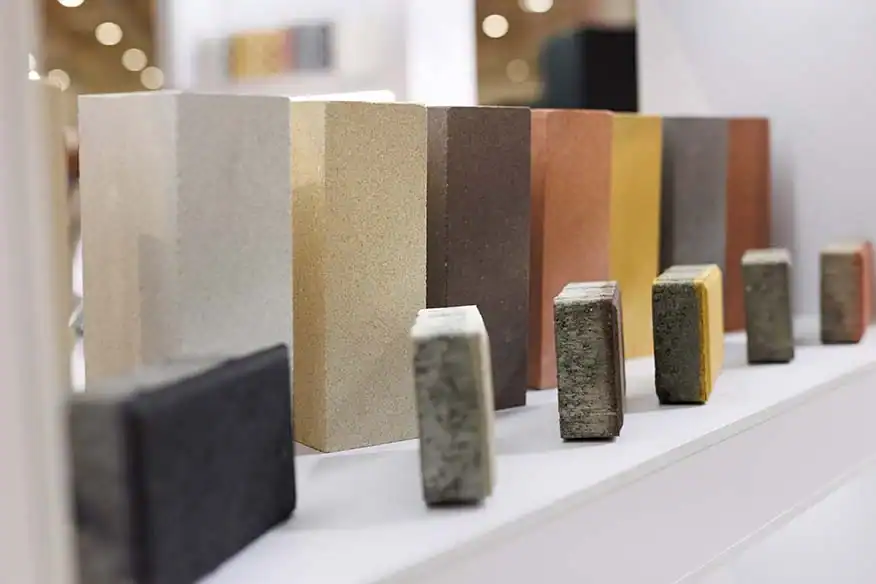 Materialien für Wellnessprojekte bemustern Materialauswahl für einen hochwertigen Spa.