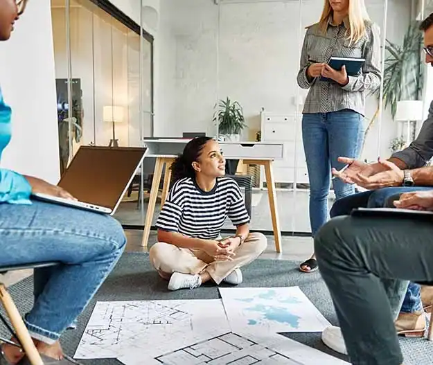 Spa Architektur und Materialplanung Grundriss mit Materialmustern für einen Wellnessbereich